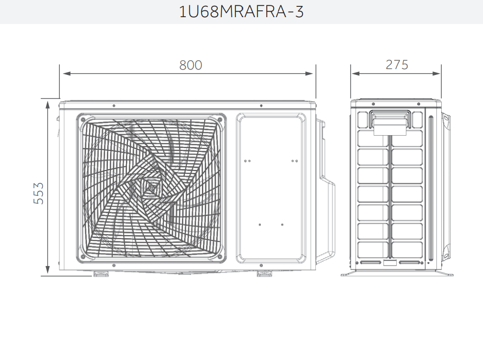 schema dimensionale unitu00e0 esterna climatizzatore haier revive 24000 btu modello 1u68mrafra 3