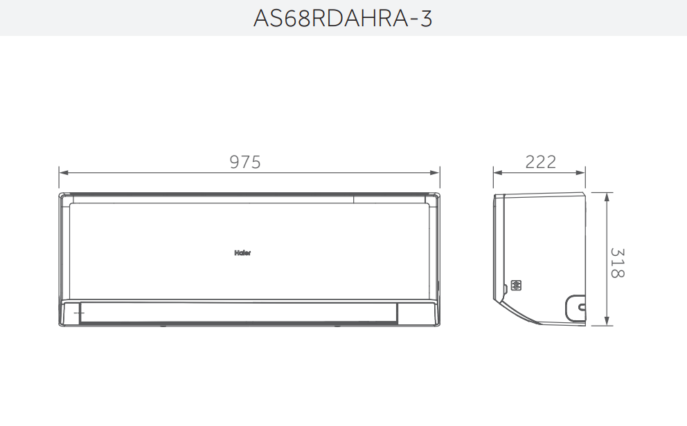 schema dimensionale unitu00e0 interna climatizzatore haier revive 24000 btu modello as68rdahra 3
