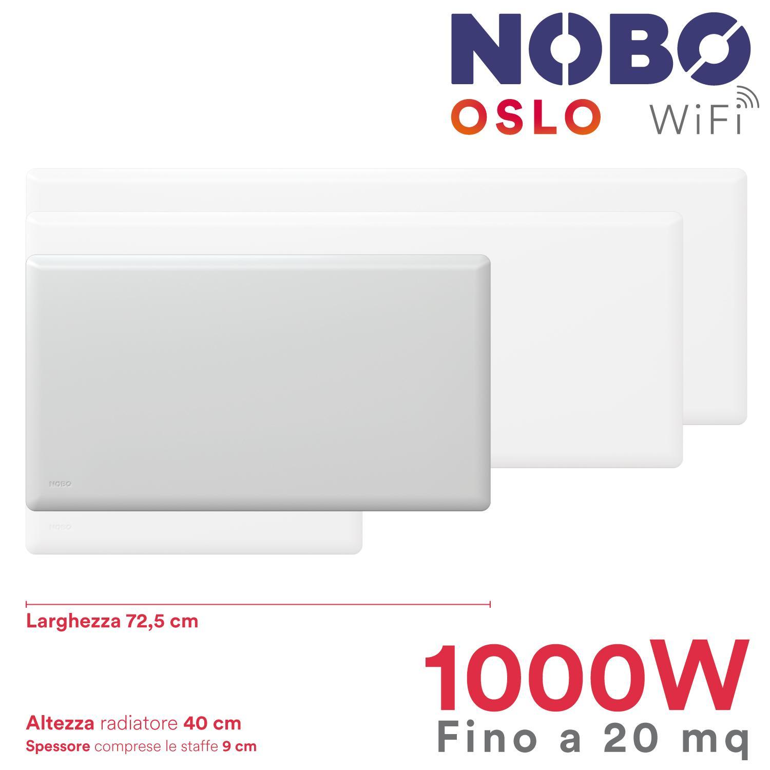 Radiatore elettrico slim WiFi NOBO Oslo misure compatte 1000W per casa e ufficio