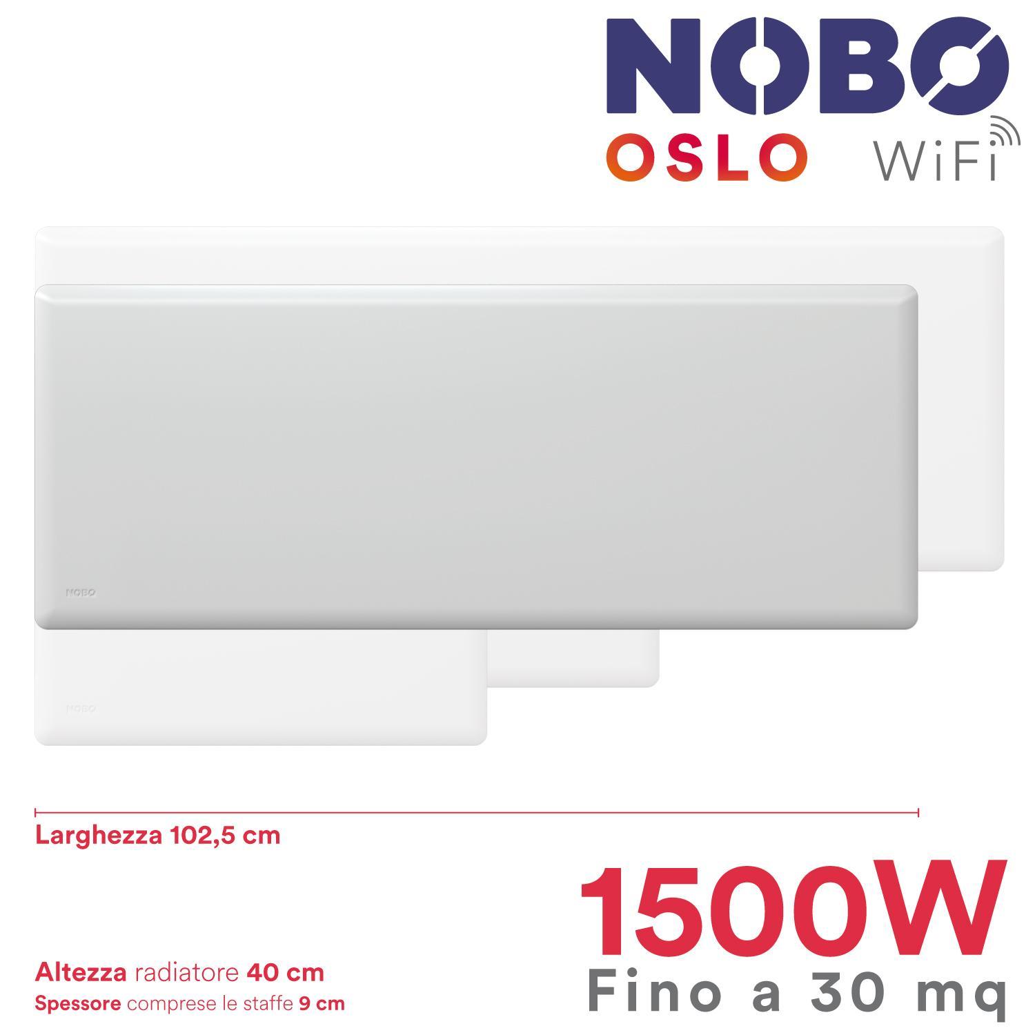 Dimensioni radiatore elettrico NOBO Oslo 1500W per riscaldamento fino a 30 mq