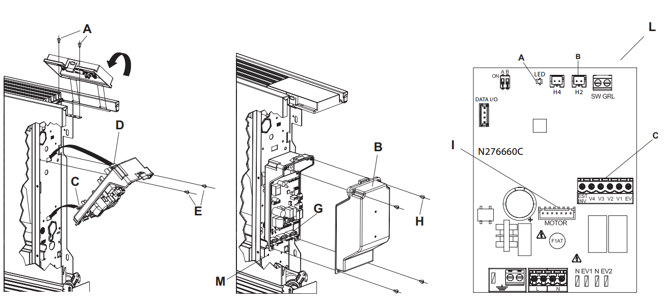dettaglio montaggio scheda controllo ventilatore Daikin EKPCB4S su pompa di calore