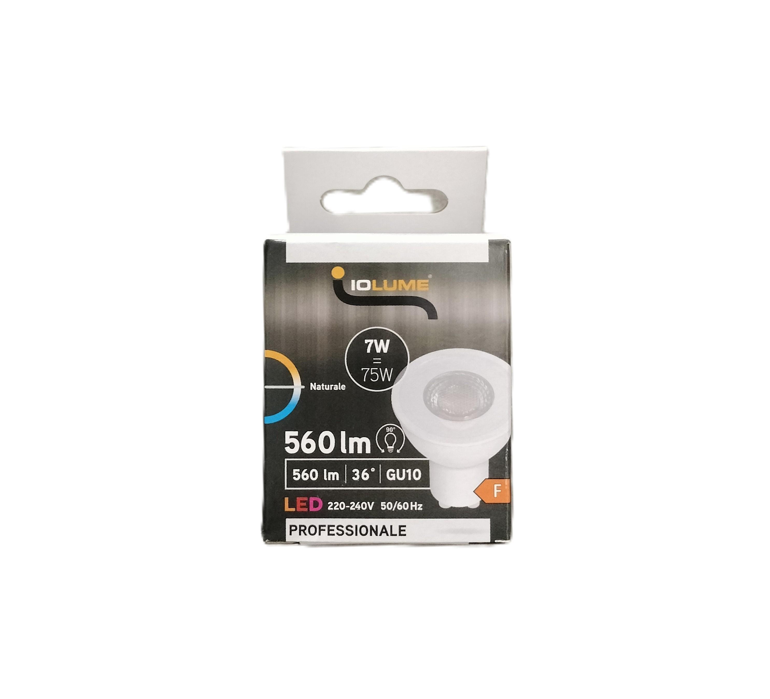 Lampadina LED GU10 7W 4000K 560 lumen MC Elettrici attacco GU10 classe F vista frontale