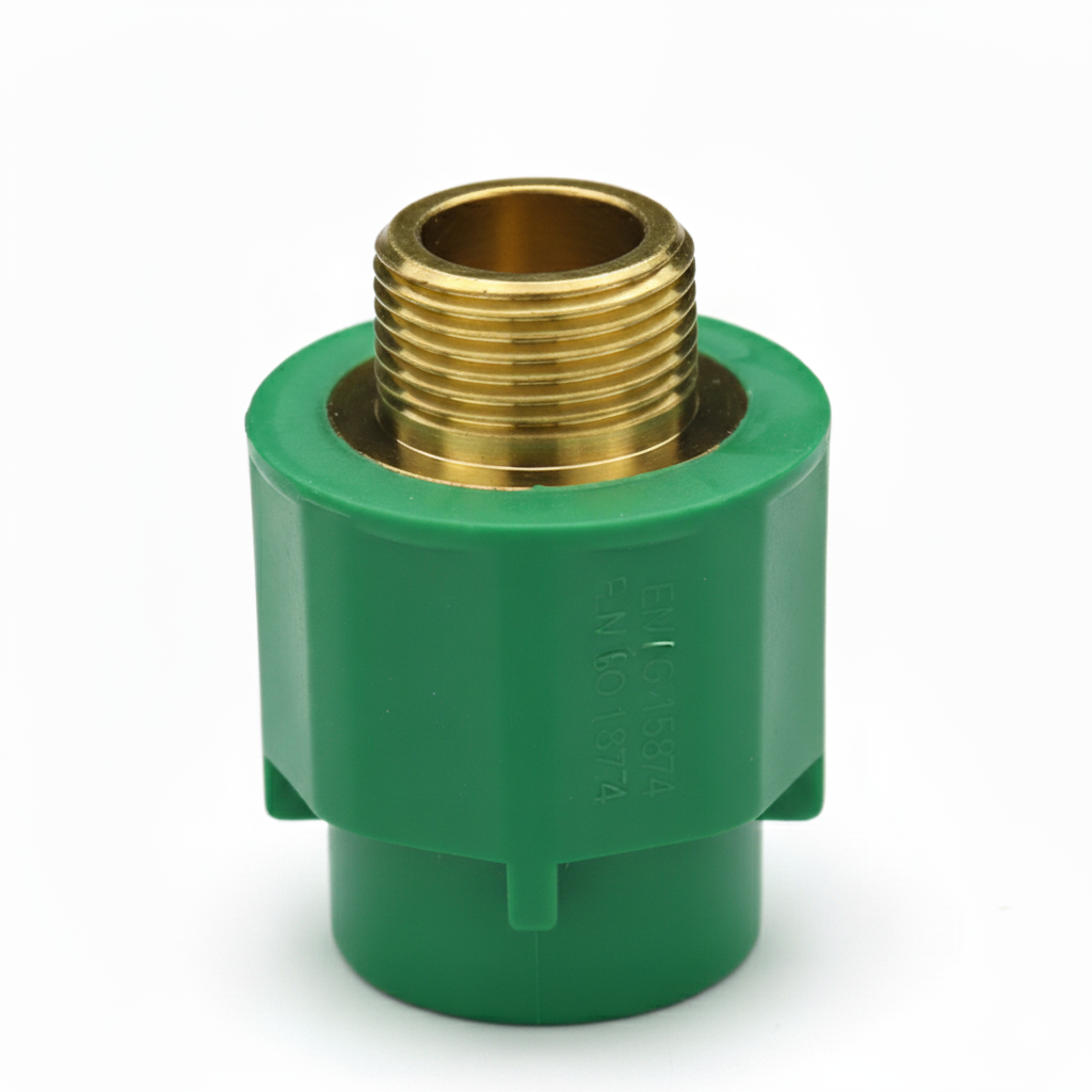 giunto filettato maschio PP-R DN 25x3 4 bampi per impianti idrici raccordo idraulico verde con filetto ottone