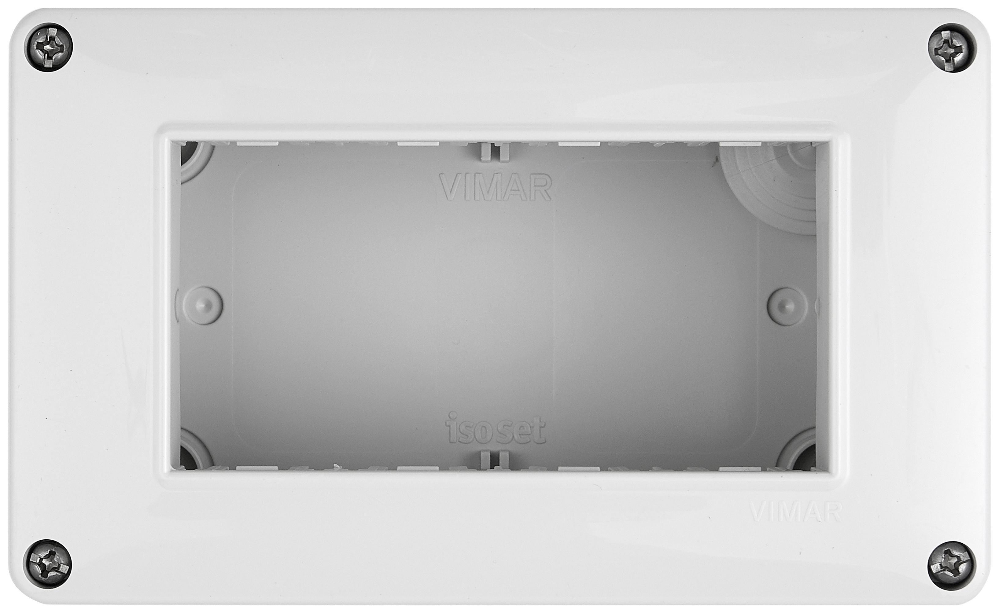 vista frontale contenitore Vimar IP40 4 moduli plastica per installazioni elettriche