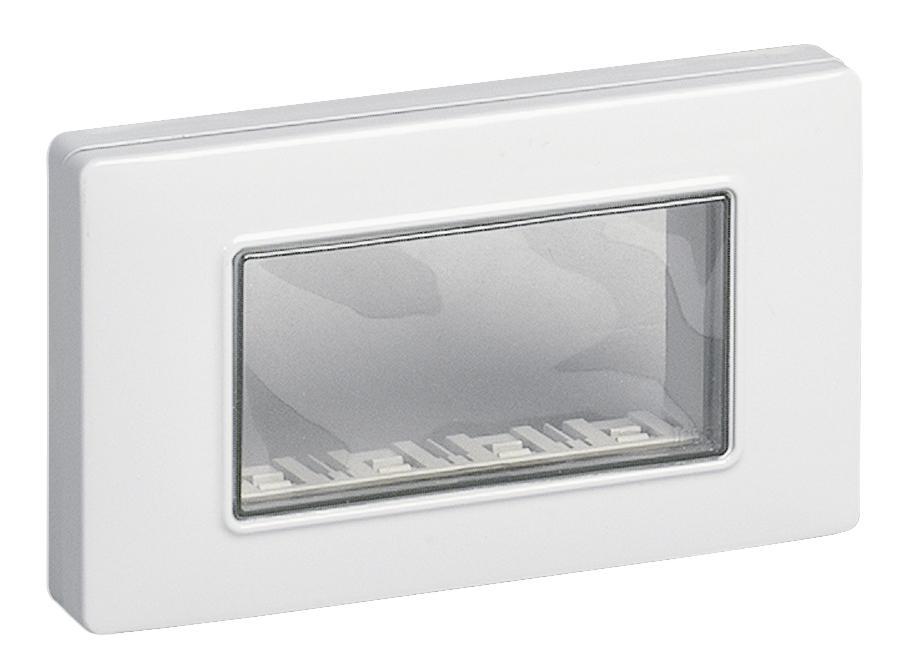 calotta stagna bianca IP55 Vimar 4 moduli compatibile Eikon Arku00e9 Plana vista frontale