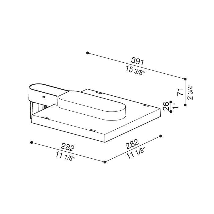 Disegno tecnico lampione LED nero con misure dettaglio Schema tecnico dimensioni lampione LED Lombardo Midnight Function