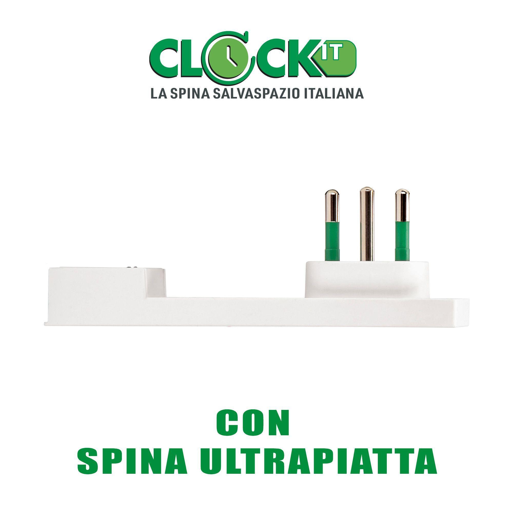 dettaglio spina ultrapiatta clock per prolunga elettrica italiana fanton