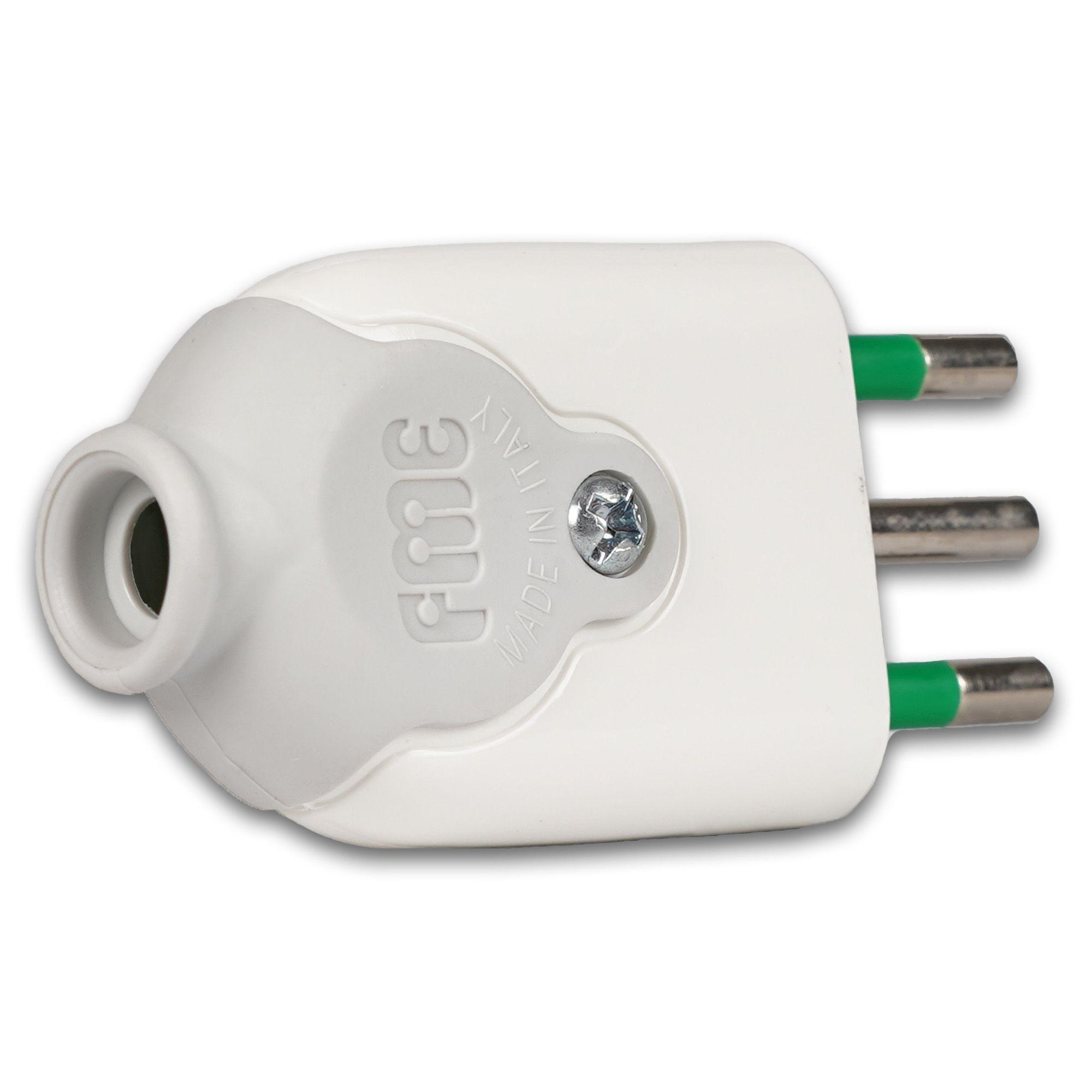 dettaglio posteriore spina smontabile italiana Fanton bianca 16A