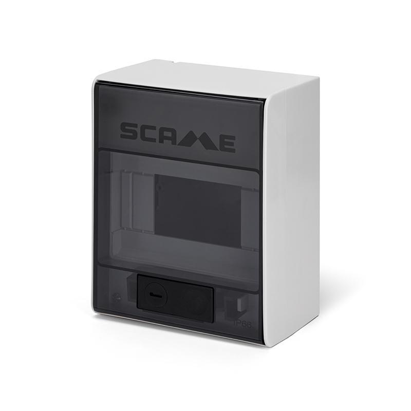 centralino da parete 6 DIN IP66 grigio SCAME con sportello trasparente