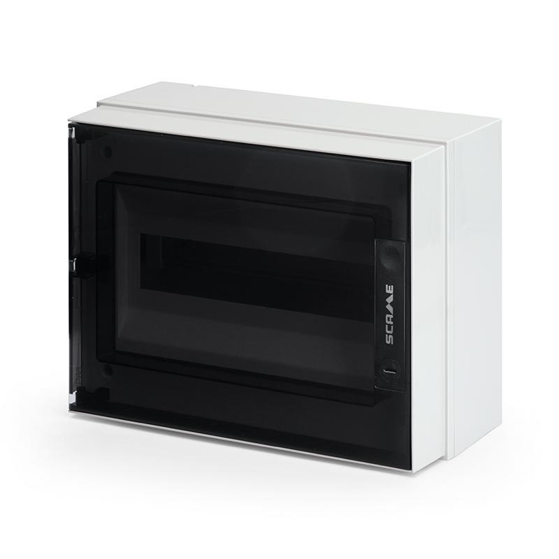 centralino da parete IP66 12 din grigio con porta trasparente Scame serie Ikona