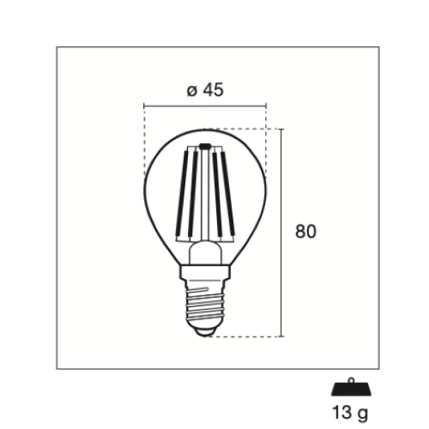 Lampadina LED a filamento sfera chiara Century Italia attacco E14 6W 4000K dimensione 45x80mm