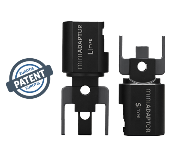 Adattatore mini pressatura tubi Eurotis vista frontale e laterale brevetto