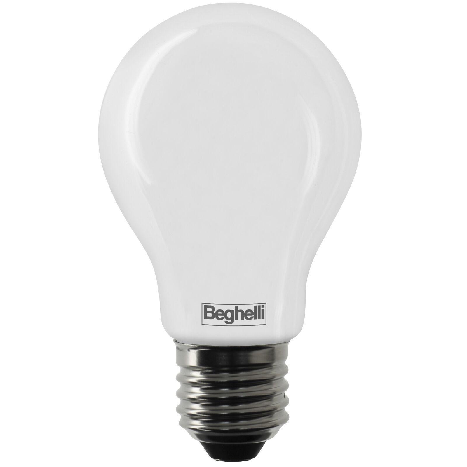 lampadina led beghelli opalina dimmerabile attacco e27 7w luce fredda 6500k confezione