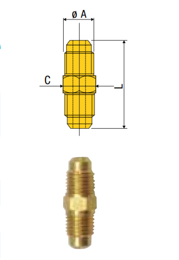 Disegno tecnico raccordo doppia cartella SAE 1 2 pollice Wigam Disegno tecnico raccordo doppia cartella SAE 1 2 pollice Wigam con misure e dettagli costruttivi