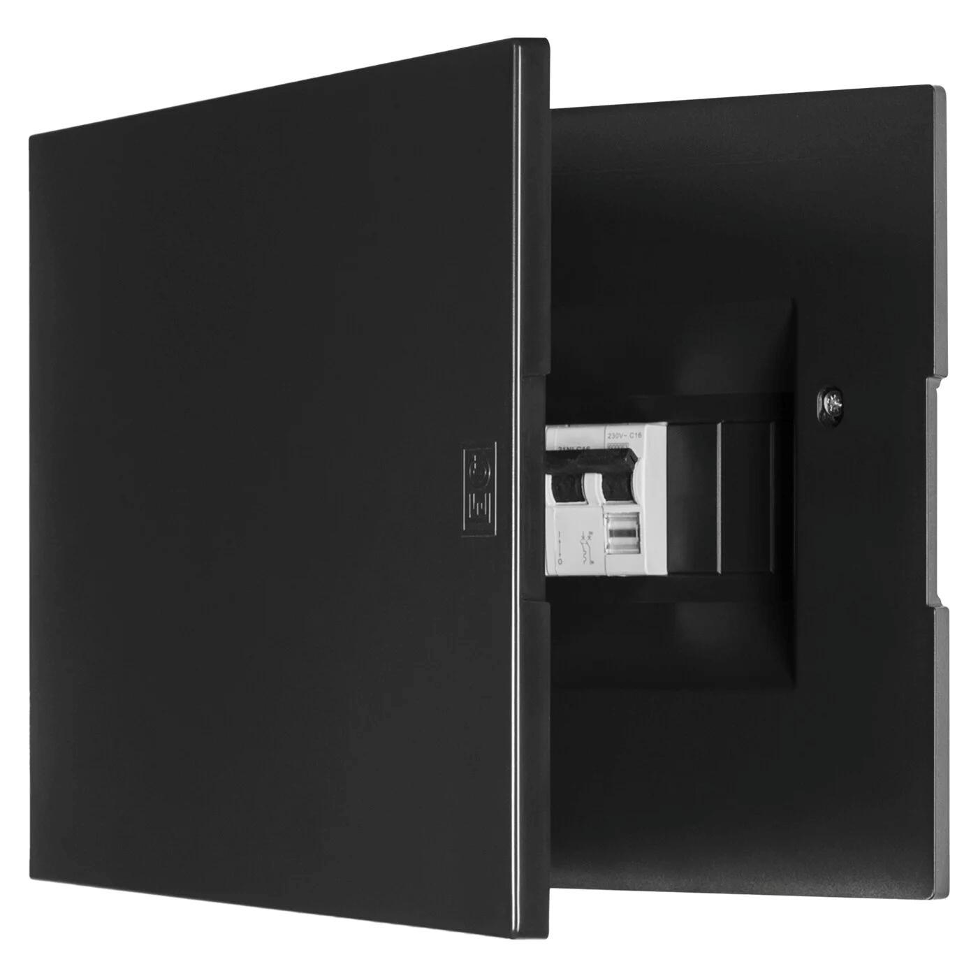 frontale nero centralino incasso elettrocanali 12 moduli con porta aperta