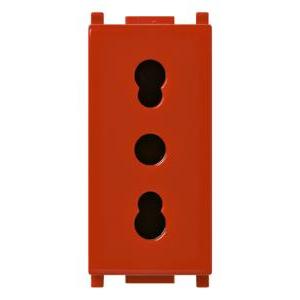 Presa sicury 2p+t 16a 250v p17/11 bipasso rosso  plana 14203.r
