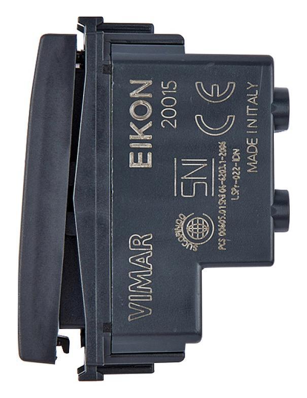 lato interruttore bipolare Vimar Eikon 2 poli 16AX dettagli tecnici modulari