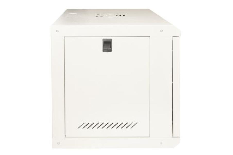 Dettaglio laterale armadio rack Fanton 19 pollici 9U con parete grigia resistente e feritoie di ventilazione