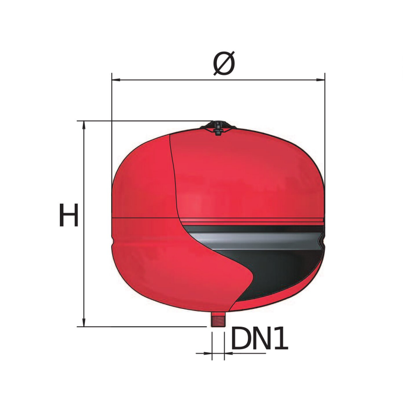 vaso di espansione a membrana fissa Elbi 35 litri rosso per impianto riscaldamento