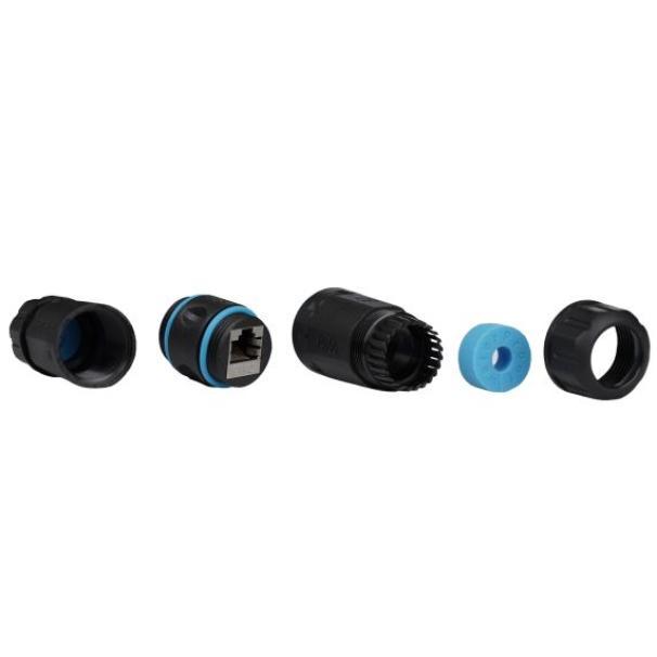 accoppiatore rj45 cat6 ftp ip68 nero fanton con visualizzazione dettagliata dei componenti interni