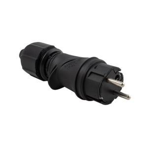 Spina franco schuko 2p+t 16a ip54 gomma nera hi-pro  80052