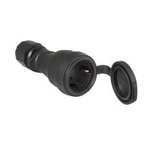 Presa schuko 2p+t 16a ip54 coperchio gomma nera hi-pro  81032