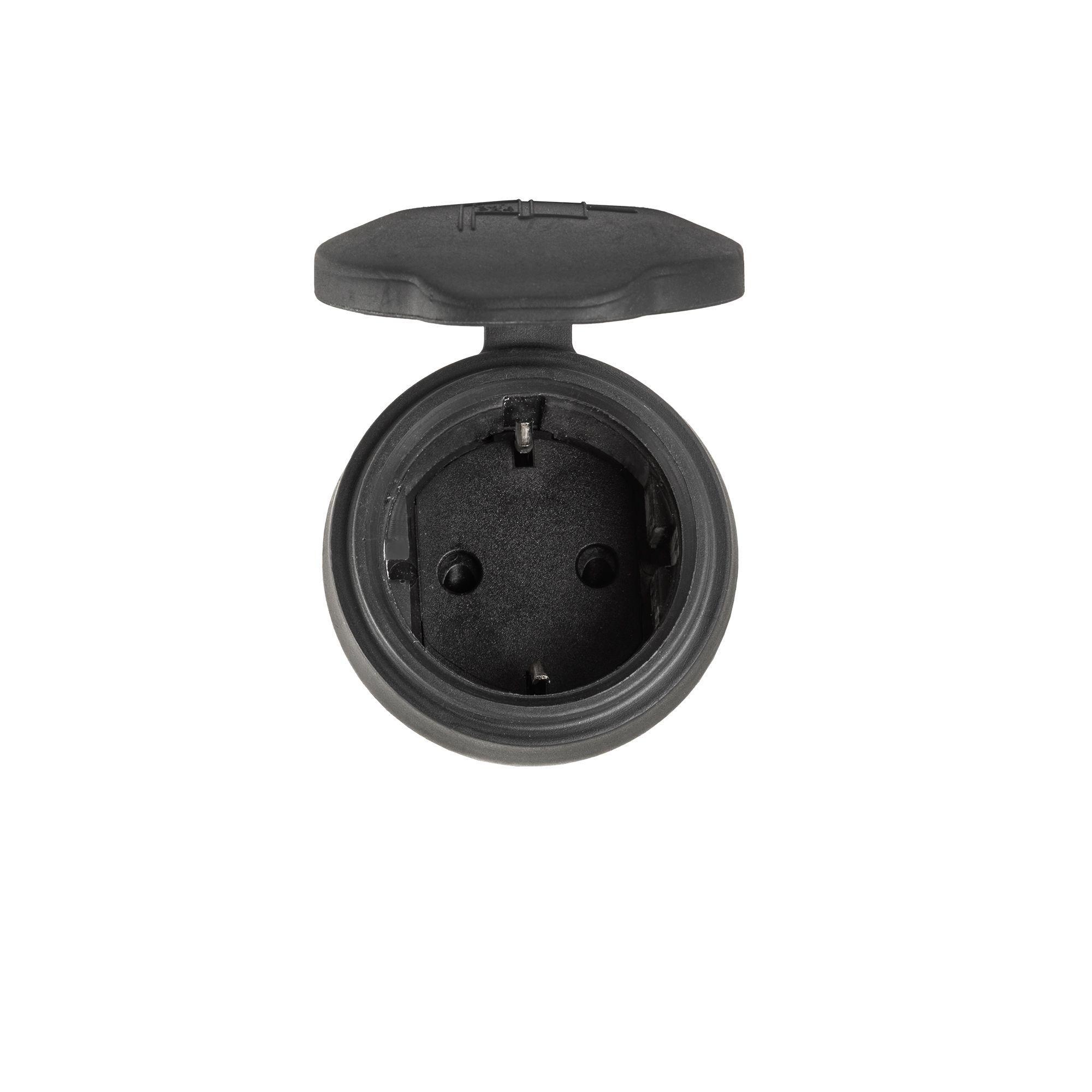 dettaglio interno presa schuko fanton gomma nera ip54 professionale