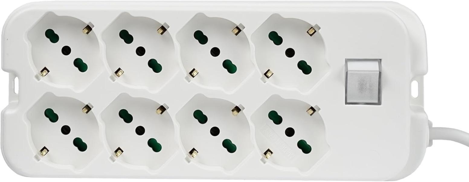 vista dall'alto multipresa 8 prese interruttore Fanton bianca