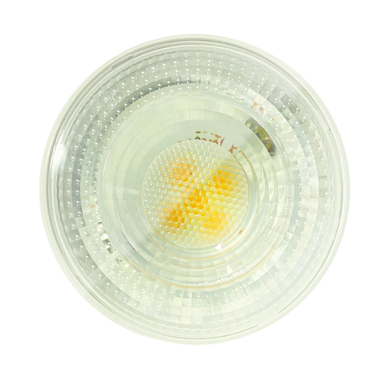 vista frontale dettaglio lente faretto led spot century attacco gu53 fascio luminoso 60 gradi