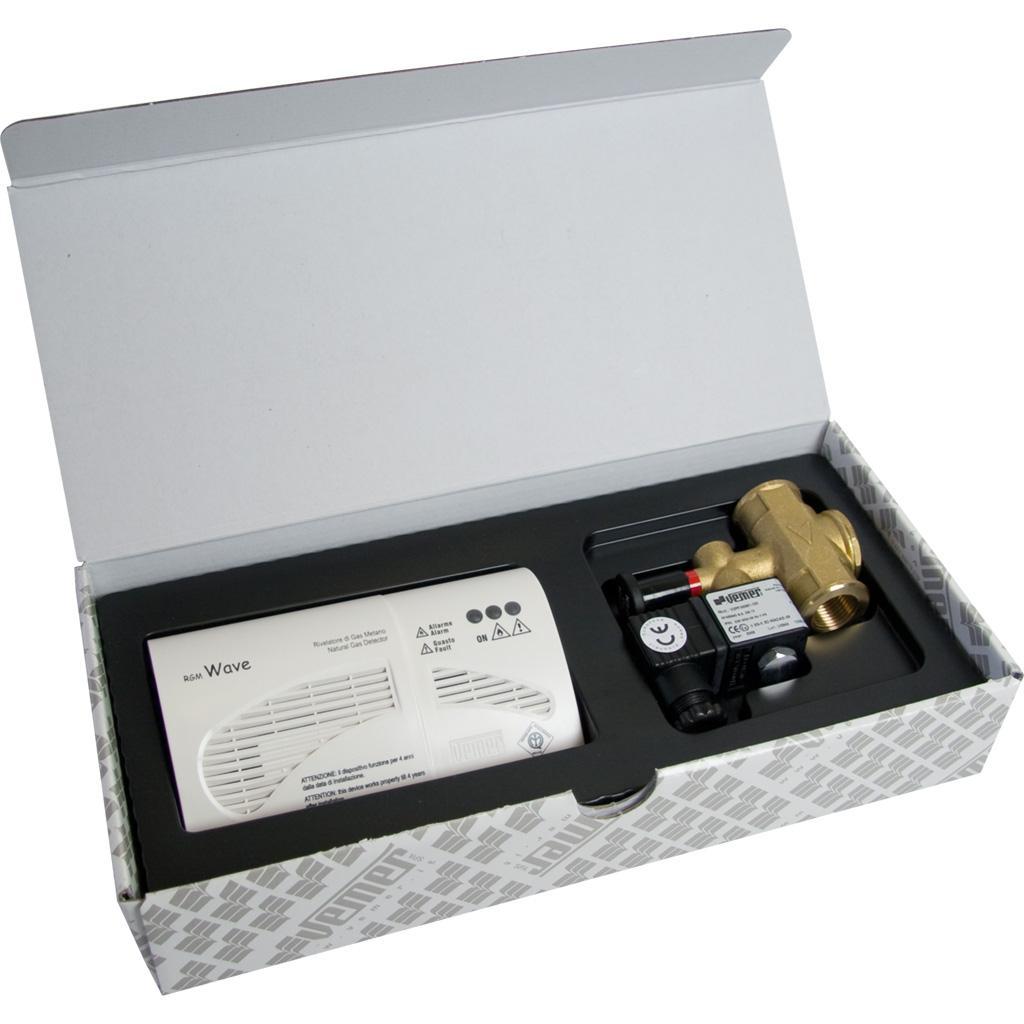 kit sicurezza rilevatore gas metano ed elettrovalvola per installazione a parete