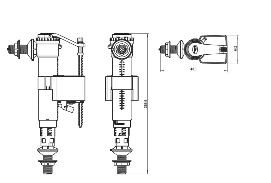 Galleggiante regolabile universale doppio scarico per WC in ceramica BAMPI