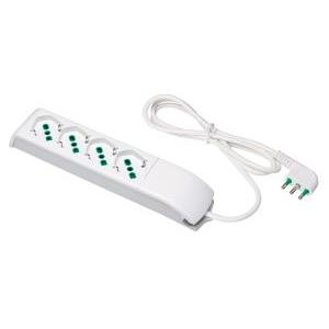Multipresa 4 prese bipasso schuko bianca ip20 cavo 1,5m  fido 410110