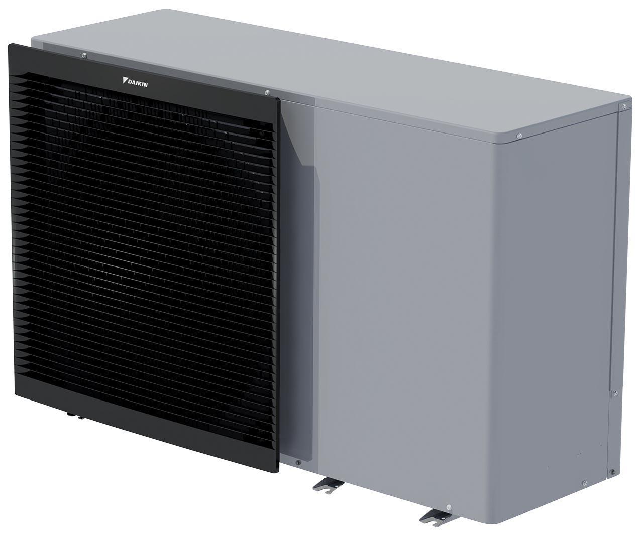 vista angolare pompa di calore aria acqua esterna Daikin monoblocco 16kW