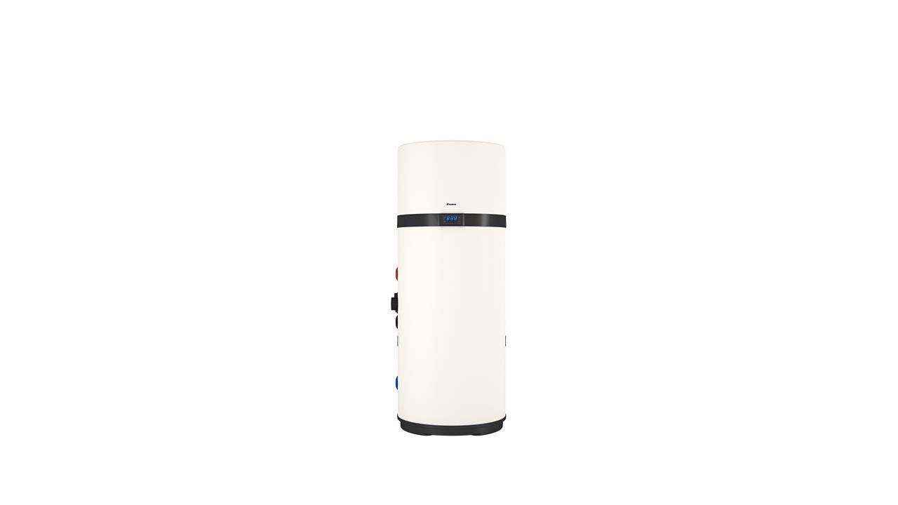 Pompa di calore Daikin monoblocco 200 litri vista frontale display digitale