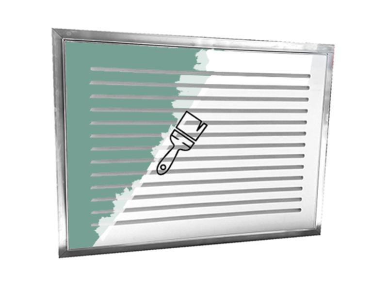 griglia di ripresa a scomparsa air control verniciabile su cartongesso verde con filtro antipolvere magnetico