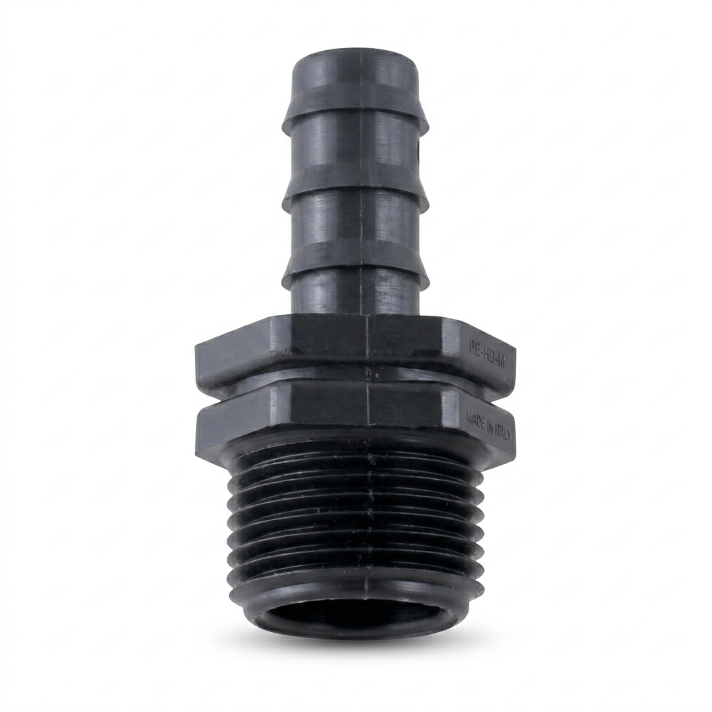 Raccordo maschio portagomma polietilene 16x12 mm per irrigazione DEL TAGLIA