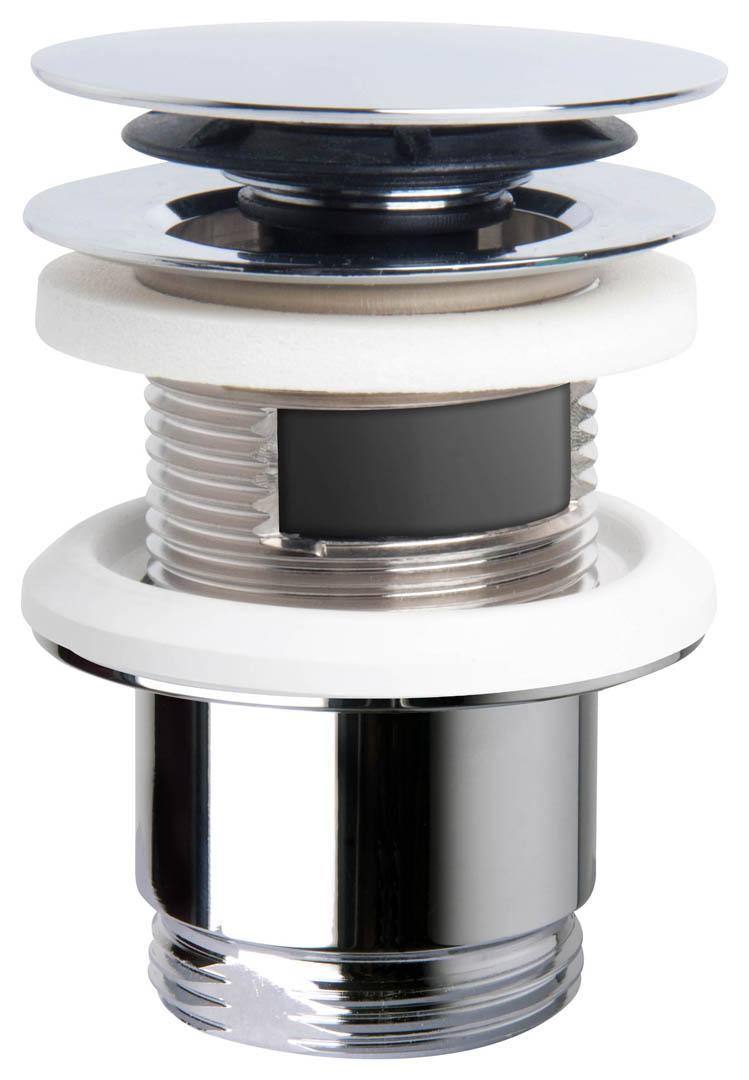 piletta clic clac in ottone cromato per lavabo e bidet omp tea vista frontale dettaglio raccordo