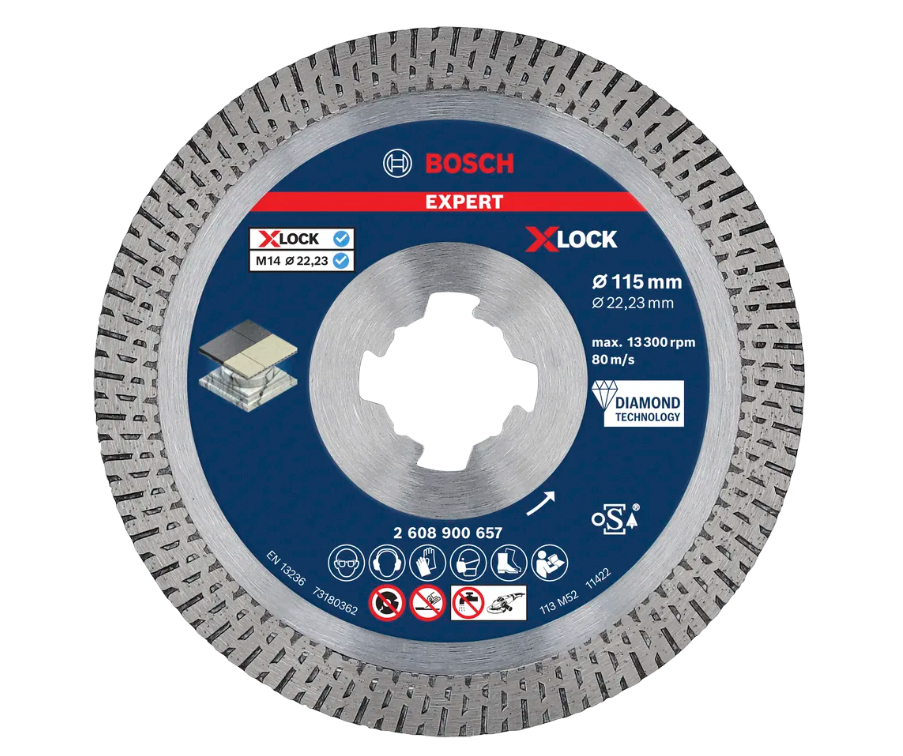 Disco diamantato Bosch Expert X Lock 115mm per taglio preciso su ceramica e piastrelle