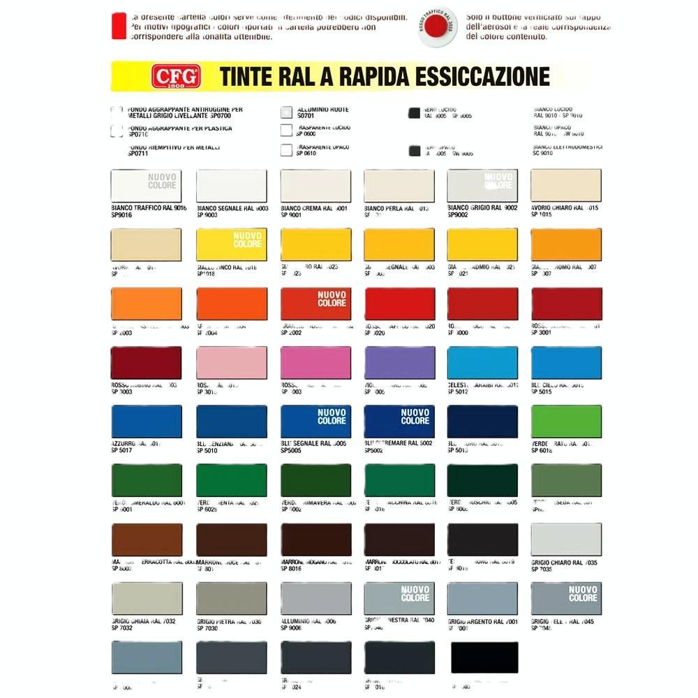 tabella tinte RAL spray acrilico CFG colori rapida essiccazione