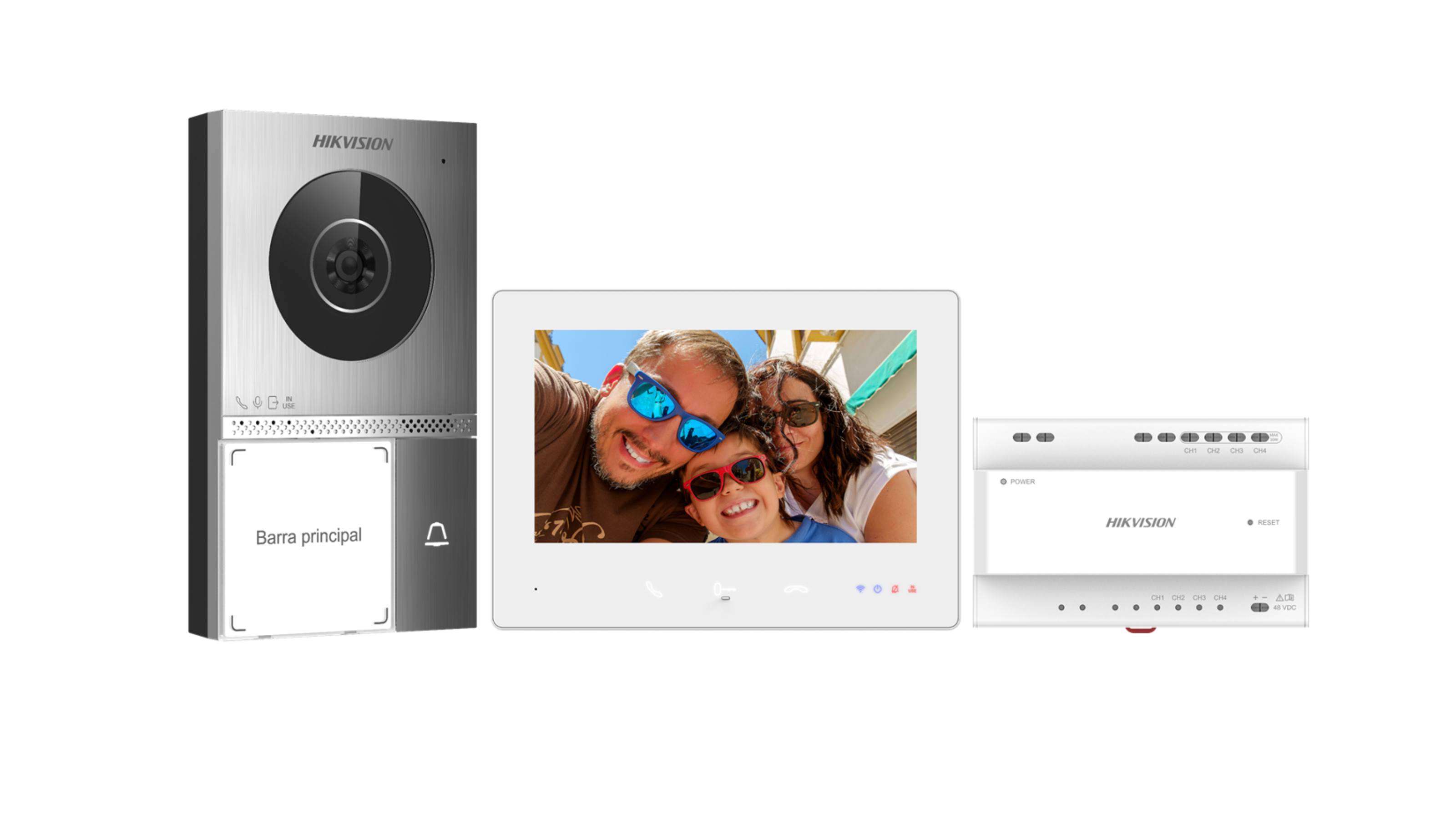 Kit videocitofono 2 fili HD HIKVISION per ville con monitor touch e distributore segnale
