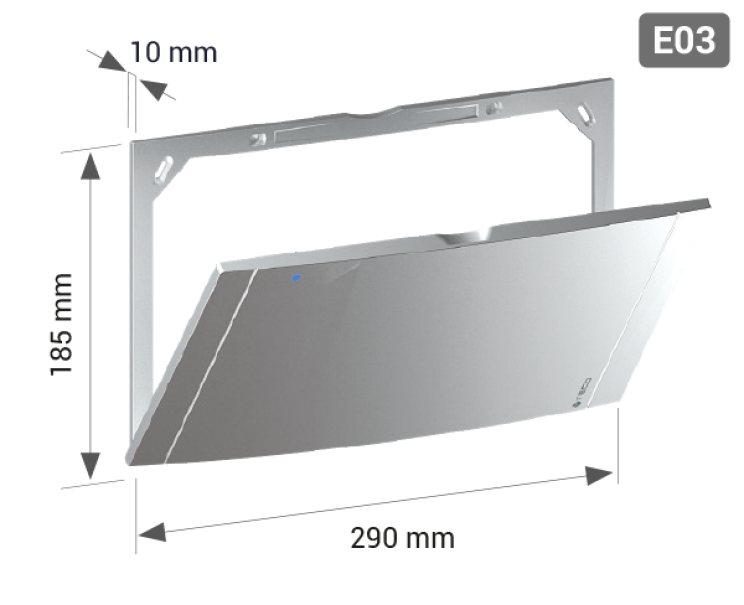 placca elettrica silver 290x185 mm teco modello e03 vista frontale prodotto per impianti civili