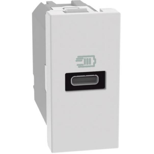 caricatore USB C bianco BTicino MatixGo 20W per ricarica rapida dispositivi elettronici modulo singolo