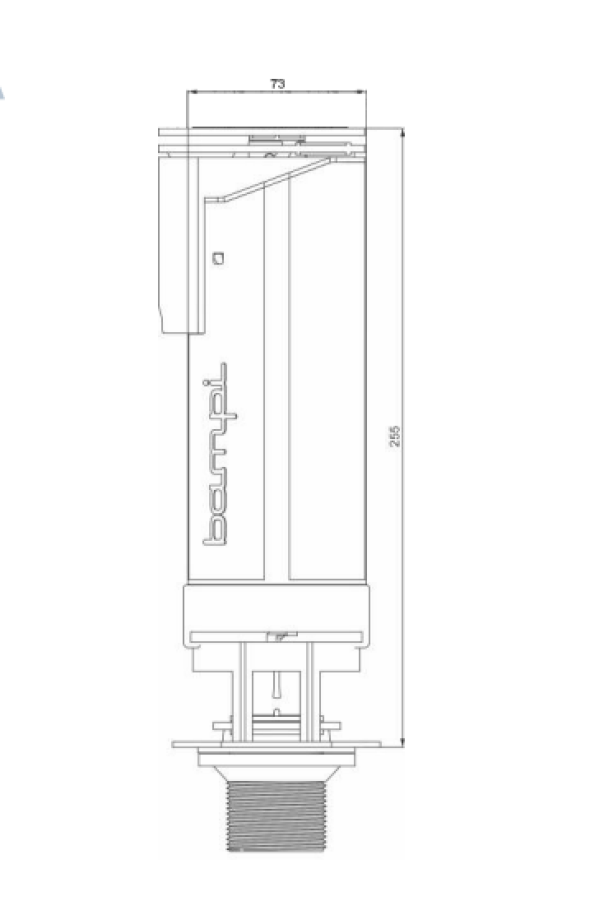 Disegno tecnico valvola risciacquo CRIVIERA per cassette wc alta posizione Bampi