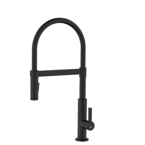 Miscelatore lavello cucina bocca alta ottone nero doccetta 2 getti  scarub1446ne