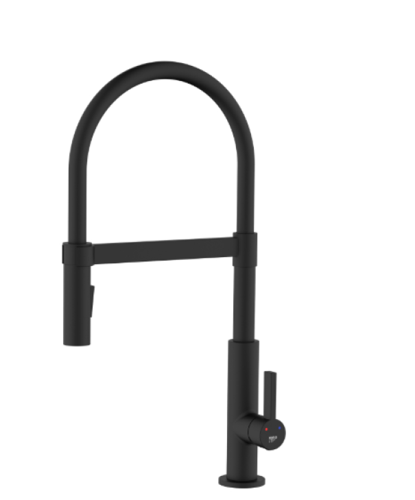 Miscelatore lavello cucina nero moderno con doppio getto IDRO-BRIC
