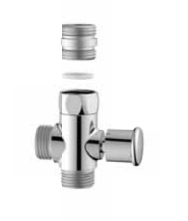 deviatore universale 2 vie in ottone cromato con riduttore per impianto idraulico