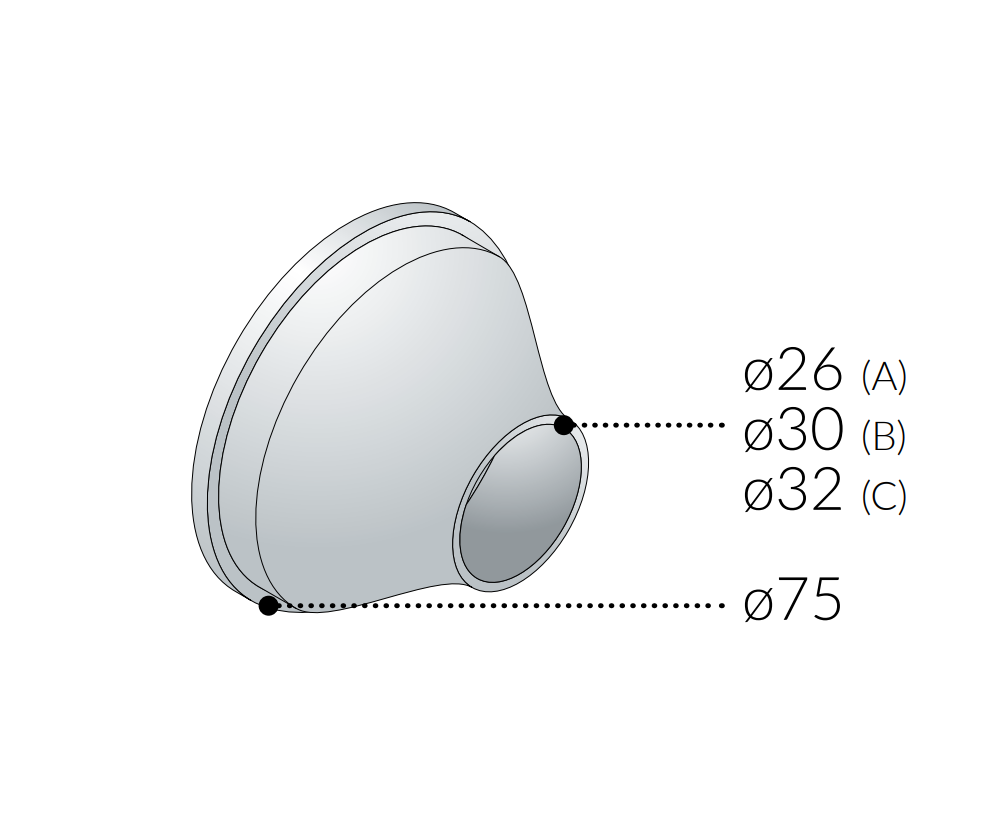 rosone bombato in ottone cromato omp tea diametro 75mm per tubi con fori interni multipli
