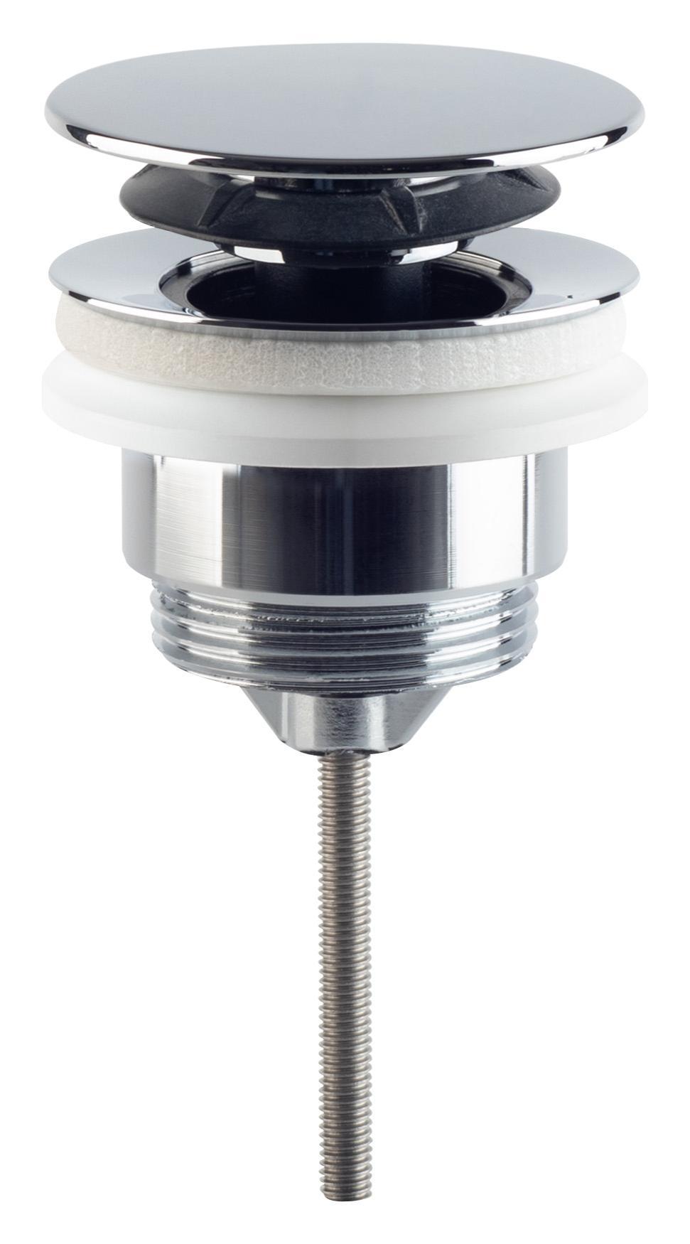 Piletta clic clac in ottone cromato universale per lavabo e bidet OMP vista frontale
