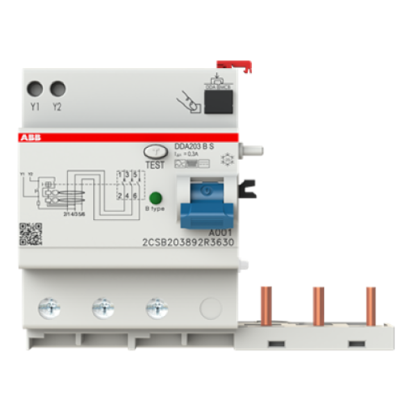 blocchi differenziali abb dda203 b 63a 3 poli fronte sistema protezione elettrico