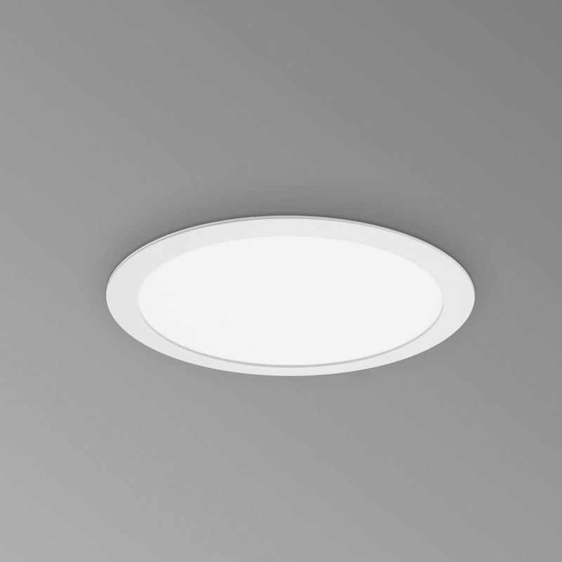 pannello led tondo da incasso century 225 mm installato a soffitto luce uniforme
